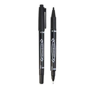 【Free Shipping】Oily Marker Pen Double-head Hook Line Marker Signature Pen Black Fine-tip Pen
