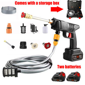 Wireless car washing machine Household high pressure water gun portable powerful car lithium battery cleaning machine spray car washing machine Car washing machine handheld self-priming rechargeable car washing machine