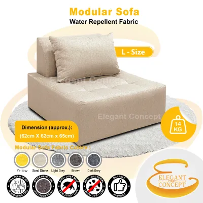 (Free Delivery) Modular Sofa / Tofu Sofa : Tatami Design Water Repellent Fabric Full Solid Wood Sofas (L / XL) (1 Seater)