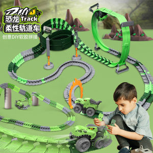 Dinosaur Track soft rubber Anti-Gravity Electric Rail Car Creativity assembly DIY Roller Coaster Set boy toys rail car Best Gift For Kids