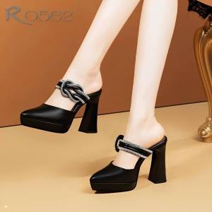 [ẢNH THẬT] Giày sục cao gót nữ mũi nhọn ROSATA RO562 cao 8p - HÀNG VIỆT NAM - BKSTORE