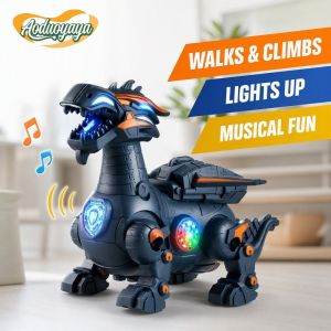 Walking Dinosaur Toy Electric Crawling Climbing Dino Model Music Light Up Battery Operated Kids Gift