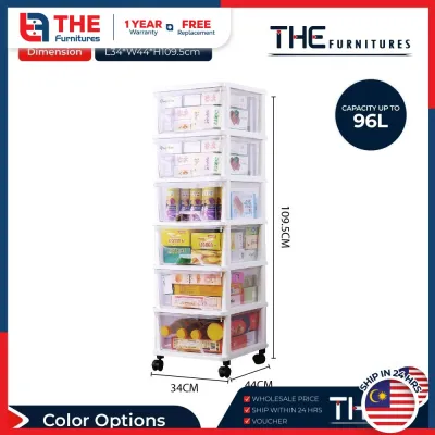 THE L34cm (3-6 Layers) Multipurpose Moveable Storage Cabinet/Box/Drawer With Trolley With Wheels