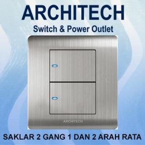 ARCHITECH PLATINUM B9-K2A SILVER Sakelar/Saklar/CETEK 2 Gang 1Arah LED