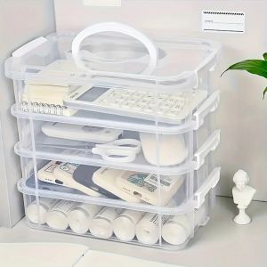 4-layer Transparent Plastic Storage Cover Partitioned Drawer Storage Building Block Storage Portable Storage Box2026