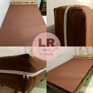 PLAIN BROWN STRIPED FOAM COVER 3 SIDES ZIPPER - 100% PURE CANADIAN COTTON