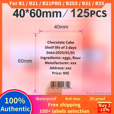 【Transparent】Label For NIIMBOT B1 / B21 / B21PRO / B3S / B31 / B203 Label Printing Paper Transparent Name Sticker Waterproof Self Adhesive Cartoon Name Sticker Self Adhesive Small Label Thermal Label Price Label Sticker