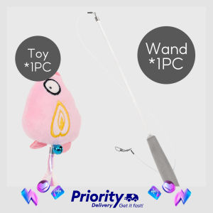 Cat Teaser Set Wand Cat Interactive Toy Funny Toy Fruit Fish Caterpillar Bendable Telescopic Rod Teaser Wand Cat Stick