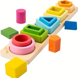 Montessori Wooden Shape Sorting Toy Color Recognition & Educational Learning Puzzle for Toddlers