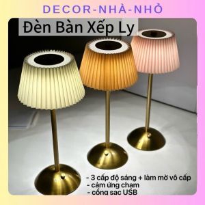 D110 Đèn bàn kim loại vải xếp ly đơn giản hiện đại cảm ứng sạc đồ trang trí đèn ngủ đèn decor trang trí