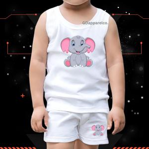 GDapparelco Kids Boys Cute Animals Print Sando Terno Set White Top & Shorts Sleeveless Summer Outfit for baby boy