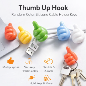 Thumb Up Hook Random Color Silicone Cable Holder Keys (10 Pcs)
