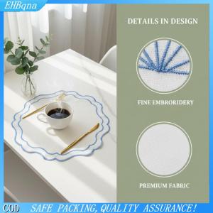 [COD] Embroidered Placemat Cotton Blend Flower Shape Table Mat Washable Napkin for Dining Room Office Coffee Machine Cover