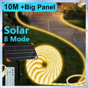 10M Solar-Powered LED Strip Light with 8 Color Modes and Remote Control Waterproof Outdoor Lighting