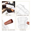 75ml Ounce Cup Heat-resistant Glass Cup Wooden Handle Double-mouthed Milk Ounce Cup With Scale For Espresso Coffee. 