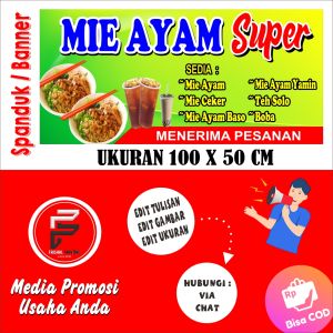 Spanduk Mie Ayam / Banner Mie Ayam / Spanduk Mie Ayam Ukuran 100 x 50 cm