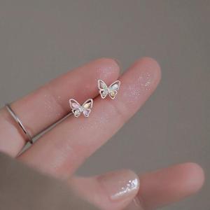 Fashionable Delicate Butterfly Studs Earrings with High Quality Zircon Ideal for Trendy Women and Casual Event