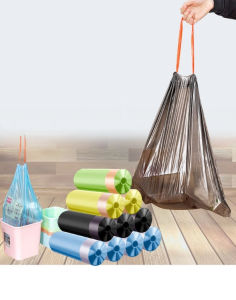 Drawstring garbage bag ถุงขยะแบบม้วน ถุงขยะแบบมีเชือกรูดขนาด 45 x 50 ซม คละสี 1 ม้วน