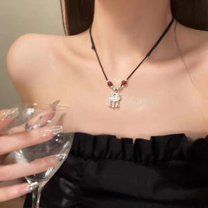 [fenggongshuode] Chinese Style Fashion Retro Braided Rope Necklace Butterfly Flower Moon Safety Lock Pendant Necklace For Women Vintage Jewelry