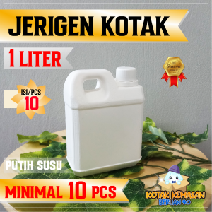 (10 PCS) Jerigen kotak 1 LITER  eceran warna putih susu / jerigen air 1000 ml isi 10 pcs