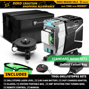 [Free Shipping] DEKO  DKLL12tdP02 Series 12 Lines 3D Green L*aser Level Horizontal&Vertical Cross Lines With Auto Self-Leveling High-Precision Remote Control (only set 2 and set 3)