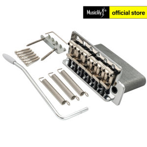 Wilkinson M Series 54mm(2-1/8 inch) String Spacing 6-Screw Vintage Bent Saddle Guitar Tremolo Bridge with Push-In Arm 36mm Block for Strat Style Electric Guitar