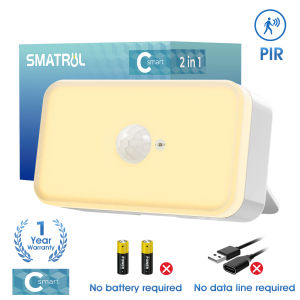 SMATRUL Tuya Smart Sensor Led Night Light Wifi PIR Motion Sensors 2 in 1 Eu/Us/Uk/Plug RGB Wall Lamp Timer Voice Control for Google Home Alexa