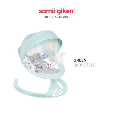 Samu Giken Baby Cradle Swing | Buaian Bayi Automatik Model: BC6 (Grey Pink Green)