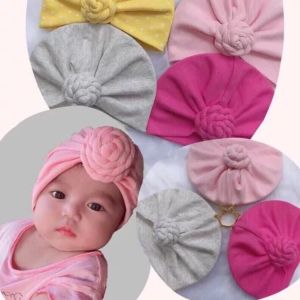 [HCM GIÁ TỐT ] Mũ/ nón Turban Hoa Hồng Nổi Cho Bé 2 - 18 tháng tuổi - Mũ/ nón Turban Em Bé Dễ Thương Mũ Bé Gái Sơ Sinh Màu Trơn Mùa Xuân Mùa Hè Mũ Mềm Co Giãn Cho Trẻ Tập Đi Trẻ Sơ Sinh Khăn Quấn Đầu