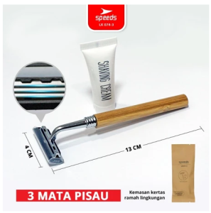 074-3 SPEEDS Shaving Kit Hotel 3 Mata Pisau Cukur Jenggot Kumis Shaving Cream Alat Cukur Praktis