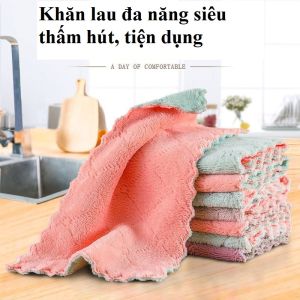 Combo 10 Khăn Lau Chùi Đa Năng 2 Mặt Thấm Hút Nhanh Vải Mịn Lau Tay Chén Bát Nhà Bếp Sạch Sẽ Set 10 khăn tay lau chùi đồ nhà bếp đa năng