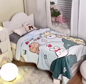 Flannel Single-Layer Childrens Blanket Cartoon Flower Shaped Summer Air-Conditioning Kindergarten