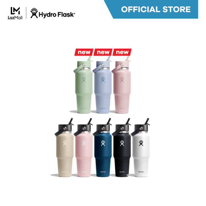 HYDRO FLASK กระติกน้ำ WIDE MOUTH TRAVEL BOTTLE WITH FLEX STRAW CAP 32 OZ กระติกน้ำสูญญากาศ เก็บอุณหภูมิความร้อนความเย็น