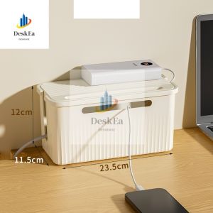 (DeskEase)Socket Storage Box With Lid Cable Organizer Box Desk Extension Wire Management Box
