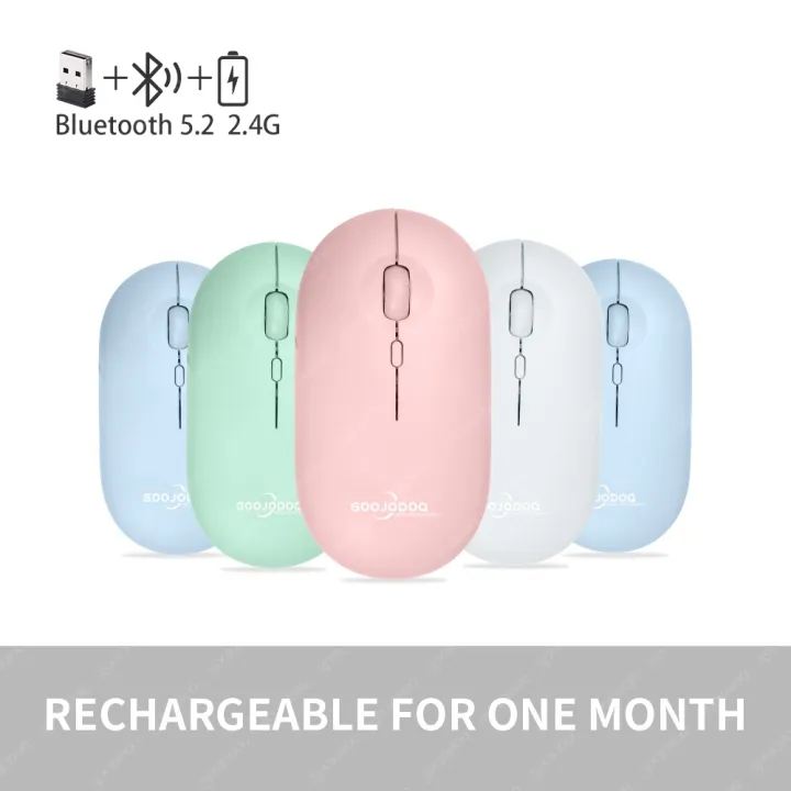 GOOJODOQ Ultra Thin Bluetooth Mouse Wireless Bluetooth Gaming Mouse Silent  Pink for Tablet Laptop PC Lazada PH