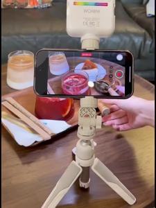 wonew Seven color snail Vlog selfie stick tripod mobile phone micro single universal aluminum alloy stand through Bluetooth remote control  portable travel shooting camera fill light handheld photography