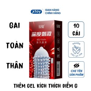 Bao cao su gai Youmei Wolf tooth nhiều gân gai và gel bôi trơn mỏng hàng cao cấp hộp 10 bcs