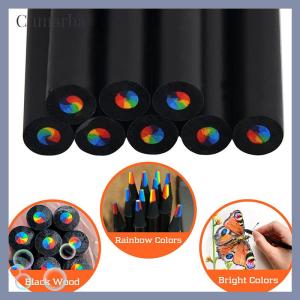 [Cumarba] ดินสอสีรุ้งไล่ระดับสี1ชิ้น7สีดินสอสีจัมโบ้หลากสีสำหรับการวาดภาพศิลปะการระบายสีการร่างแบบสุ่ม