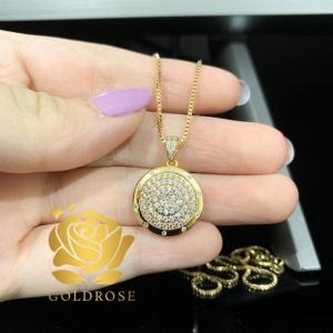 Kalung Titanium CT02 Lapis Emas 18k ANTI KARAT perhiasan mata swarovski liontin hadiah kado wanita
