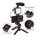 RISE Vlogging Set Equipment Smartphone Video Kit Microphone Bracket Photography Lighting Phone Holder LED Selfie Tripod Recording Handle Portable Stabilizer. 