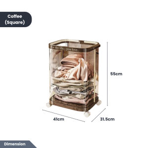 Easyhome.sg [Clear & Large Capacity] Storage Bin with Wheels - Doll Plush Toy Organiser / Clothes Laundry Basket