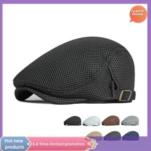 Graceful 1Pc Mens Casual Hat Berets Caps For Spring Summer Autumn Flat Cap Breathable Mesh Cap Flat Peaked Beret Hats Golf Hat