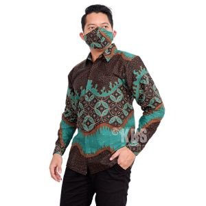 KEMEJA BATIK PRIA LENGAN PANJANG | BATIK SOLO | BAJU BATIK PRIA | HEM BATIK HASBI GREEN LAPIS FURING