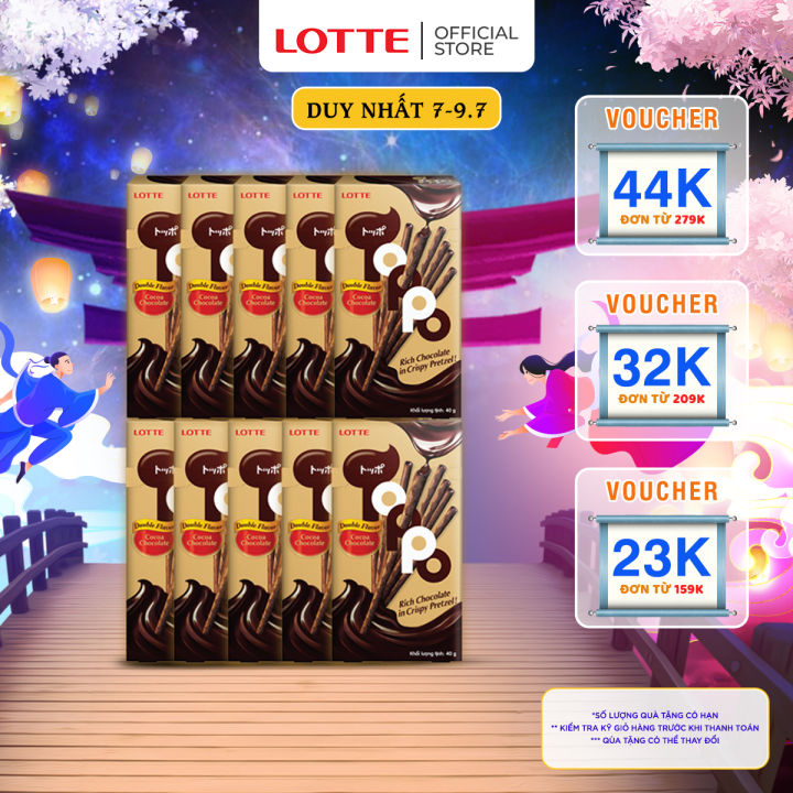 Combo 10 hộp Bánh que Toppo nhân sô cô la hương Ca cao 40 g (hộp ...