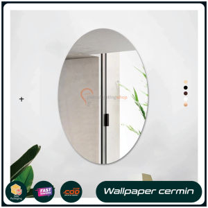 Cermin Gaya Vintage Retro Oval 20cmx30cm dengan Kaca Lentur Modern