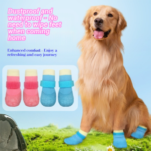 GTRBFDS 4Pcs/Set Non-slip Dog Shoes Anti-dirty Waterproof Puppy Mesh Shoes Portable Breathable Dog Foot Cover Pet Supplies