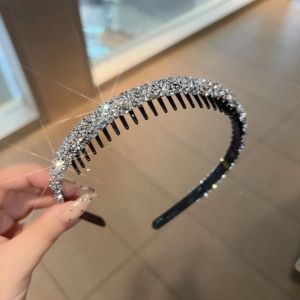 HAF0083 Plastic Rhinestone Headband with Toothed Make Up Diamond Hair Hoop Vintage Korean Style Hairband Male