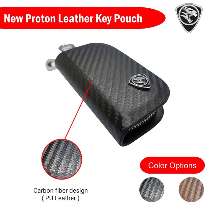 [PROTON NEW] 1PC Logo Car Zipper Key Pouch Leather Case Smart Remote ...