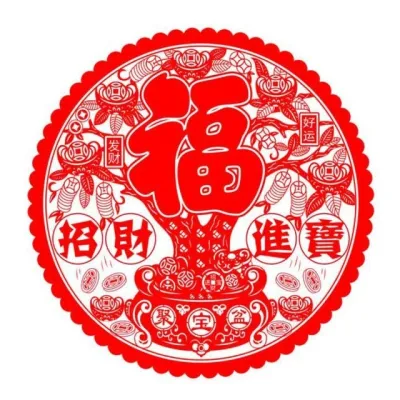Stiker Dinding Hiasan Dekorasi Tempelan Imlek Sincia Fu Fuk Hoki Bulat Jumbo