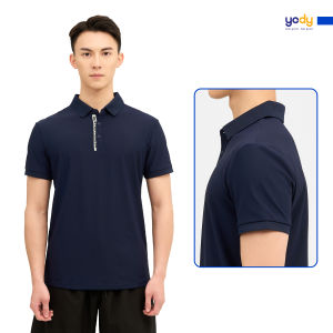 Áo thun cổ polo thể thao nam YODY phối nẹp in chữ vải chuẩn sport thoáng mát SAM6045